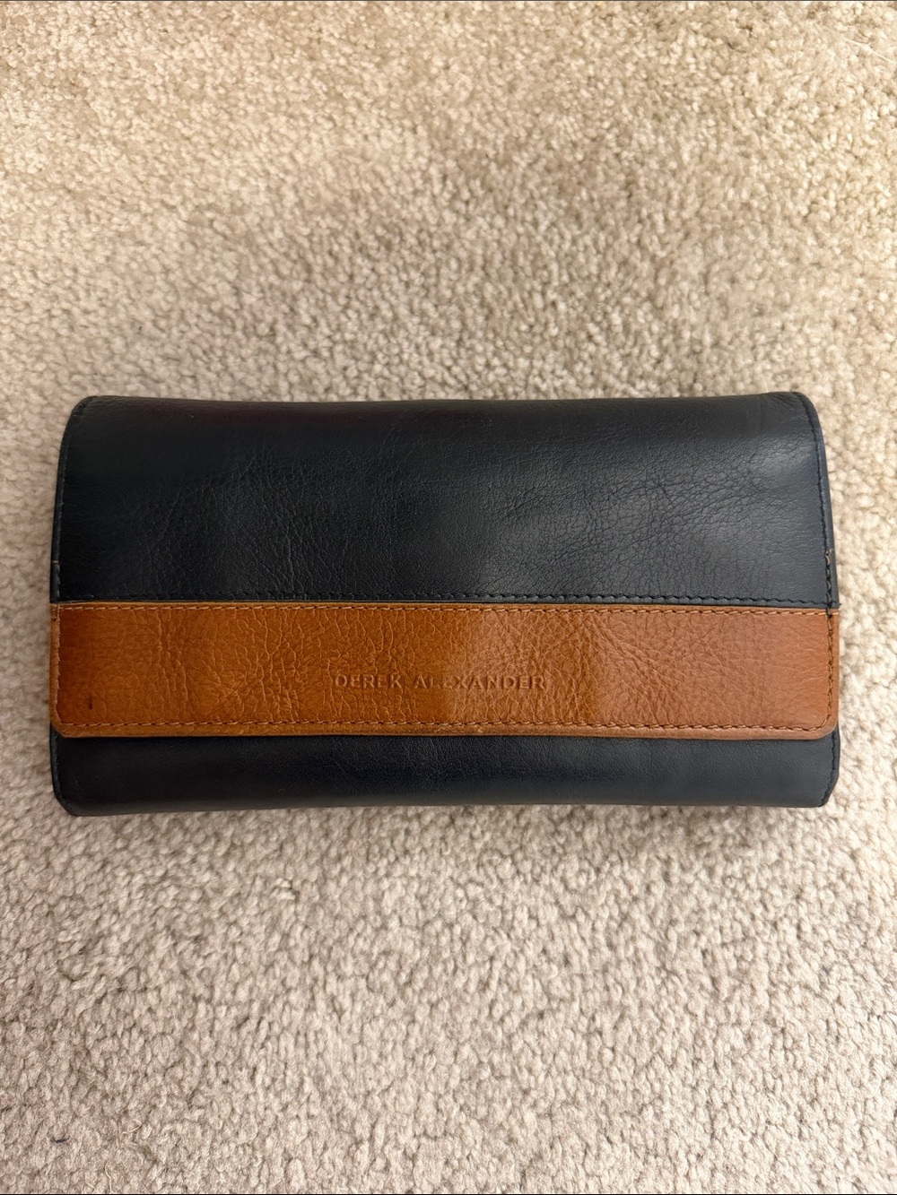 Derek Alexander Black and Brown Leather Clutch Wallet